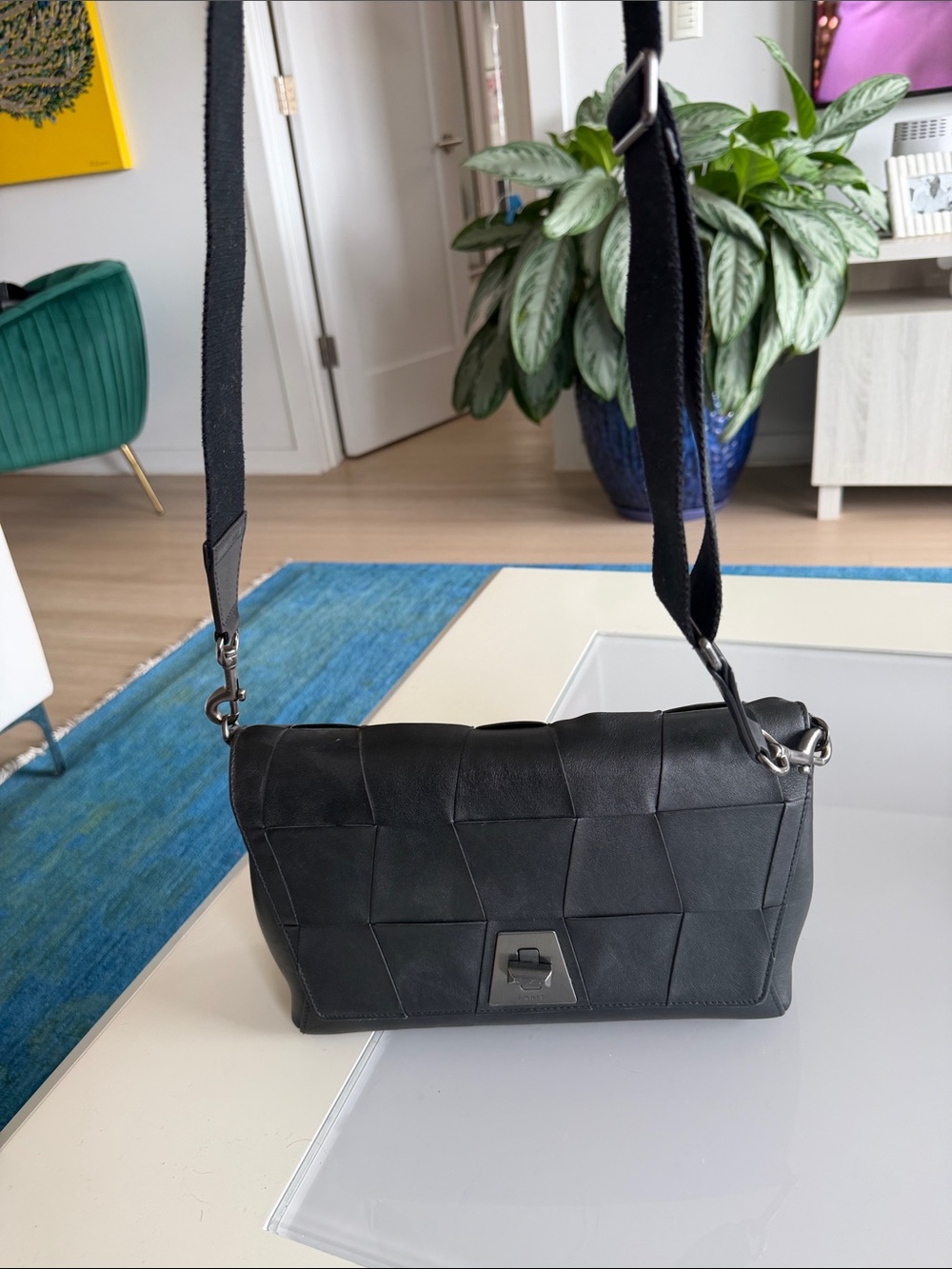 Akris Woven Leather Crossbody Bag in black